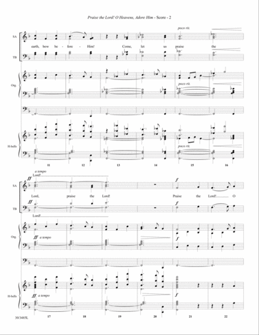 Praise the Lord! O Heavens, Adore Him - Reproducible Handbell Part 5-Octaves scores gallery preview page 4