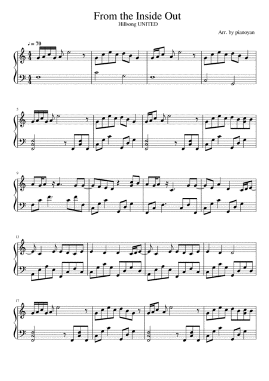 From The Inside Out Piano Solo scores gallery preview page 1