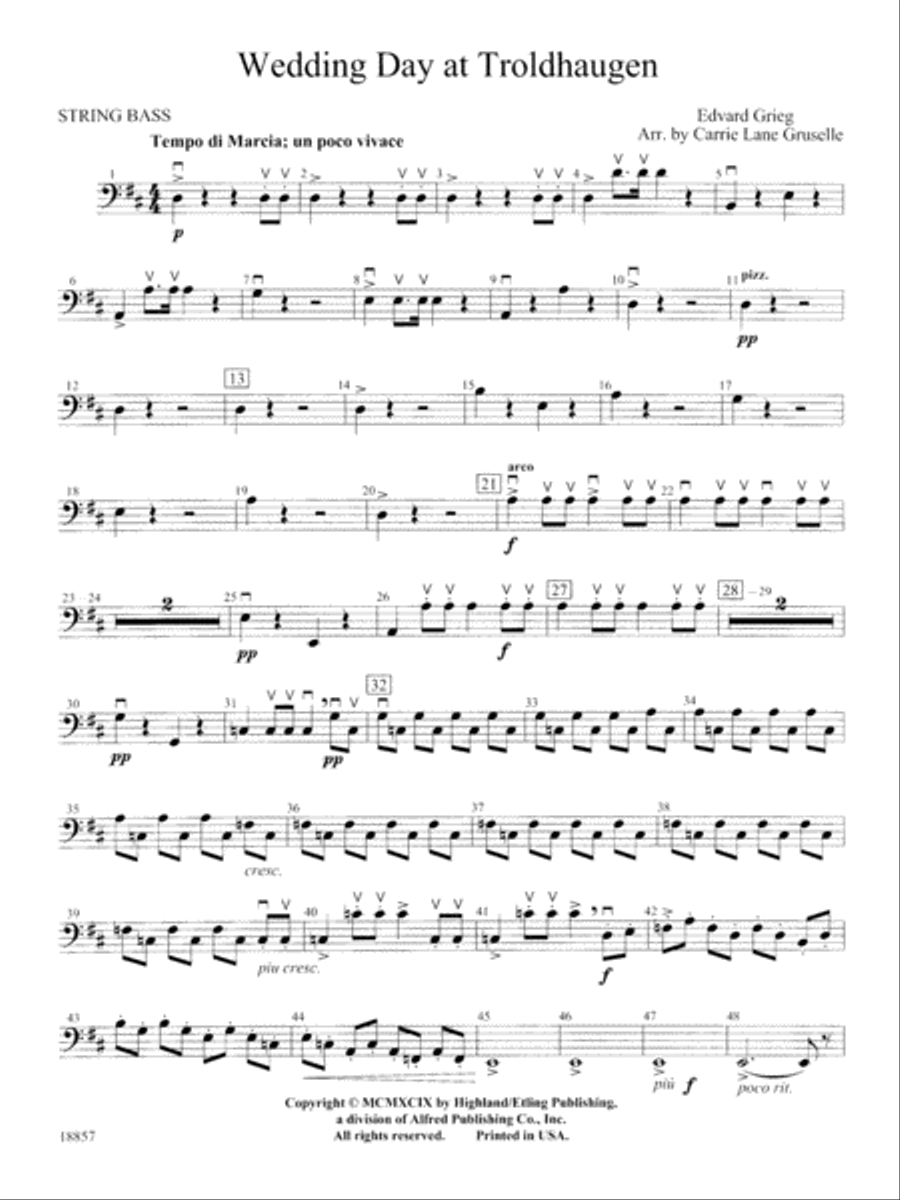 Wedding Day at Troldhaugen: String Bass String Orchestra scores gallery preview page 1