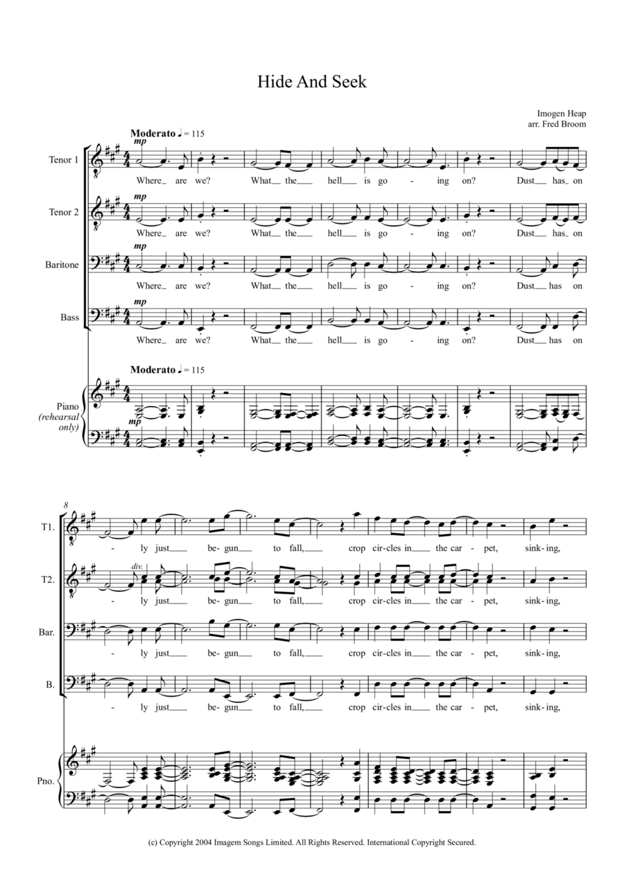 Hide and Seek (ssaa) Sheet music for Piano (Mixed Quintet)