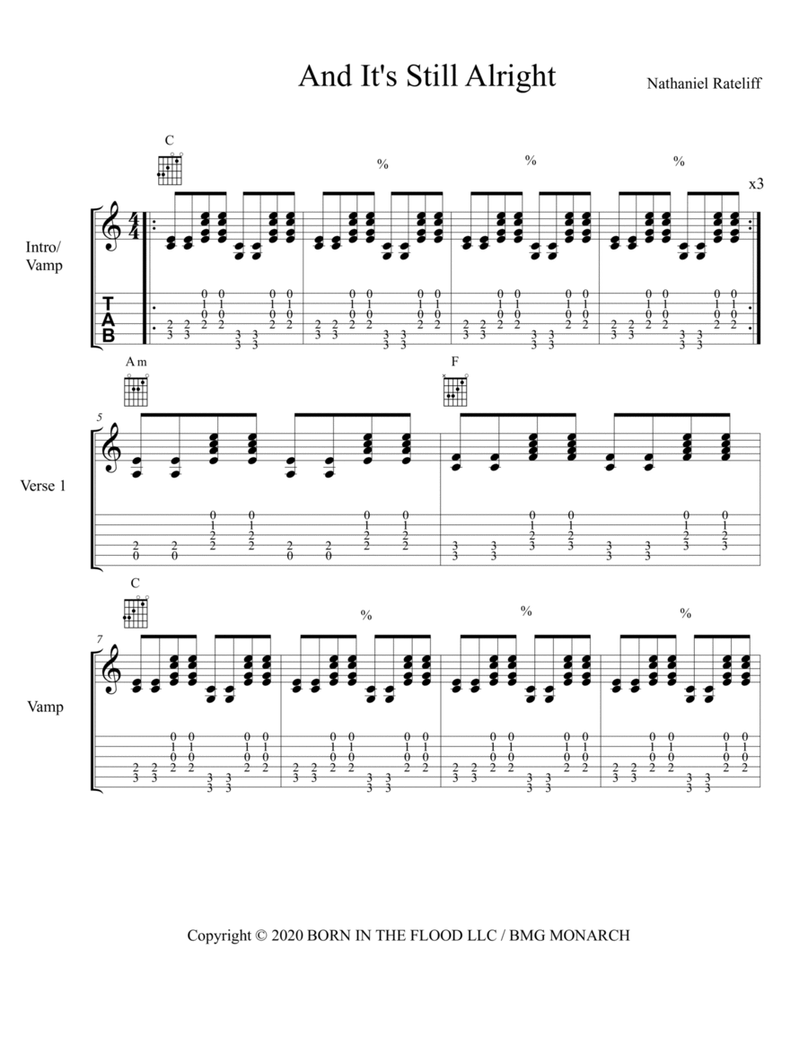And It's Still Alright And It's Still Alright Guitar Tablature scores gallery preview page 1