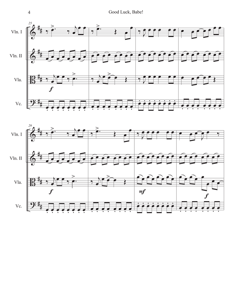 Good Luck, Babe! String Quartet scores gallery preview page 5