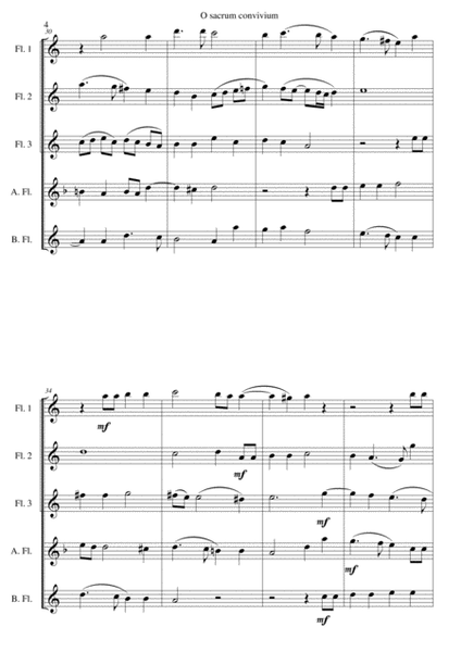 O Sacrum Convivium for flute quintet image number null