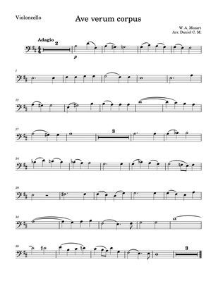 Ave Verum Corpus for cello and piano (easy)