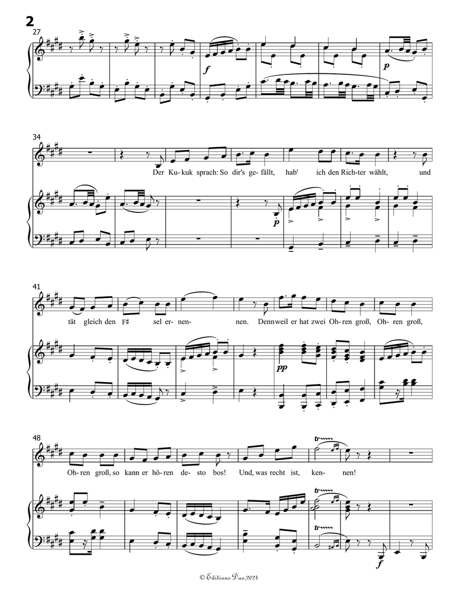 Lob des hohen Verstandes, by Mahler, in E Major Piano, Vocal scores gallery preview page 4