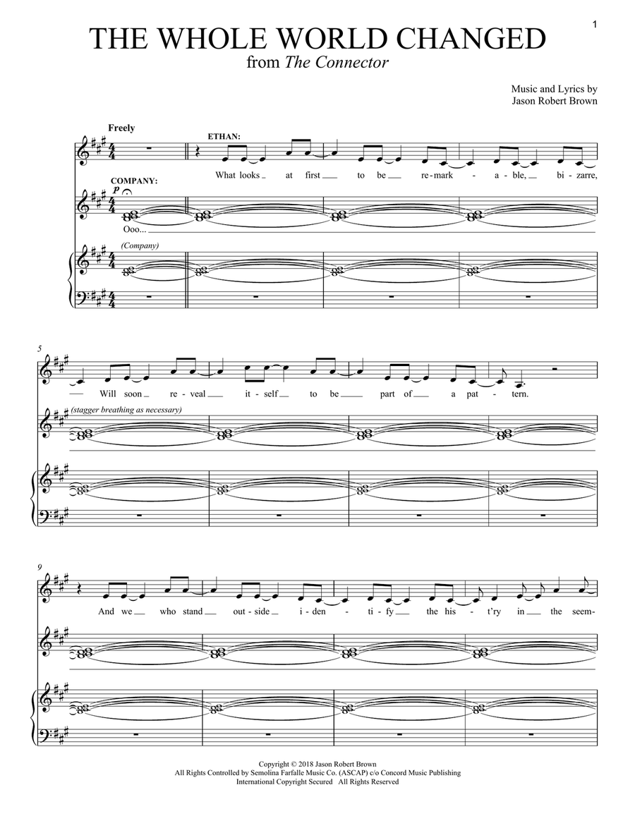 The Whole World Changed (from The Connector) Voice scores gallery preview page 1