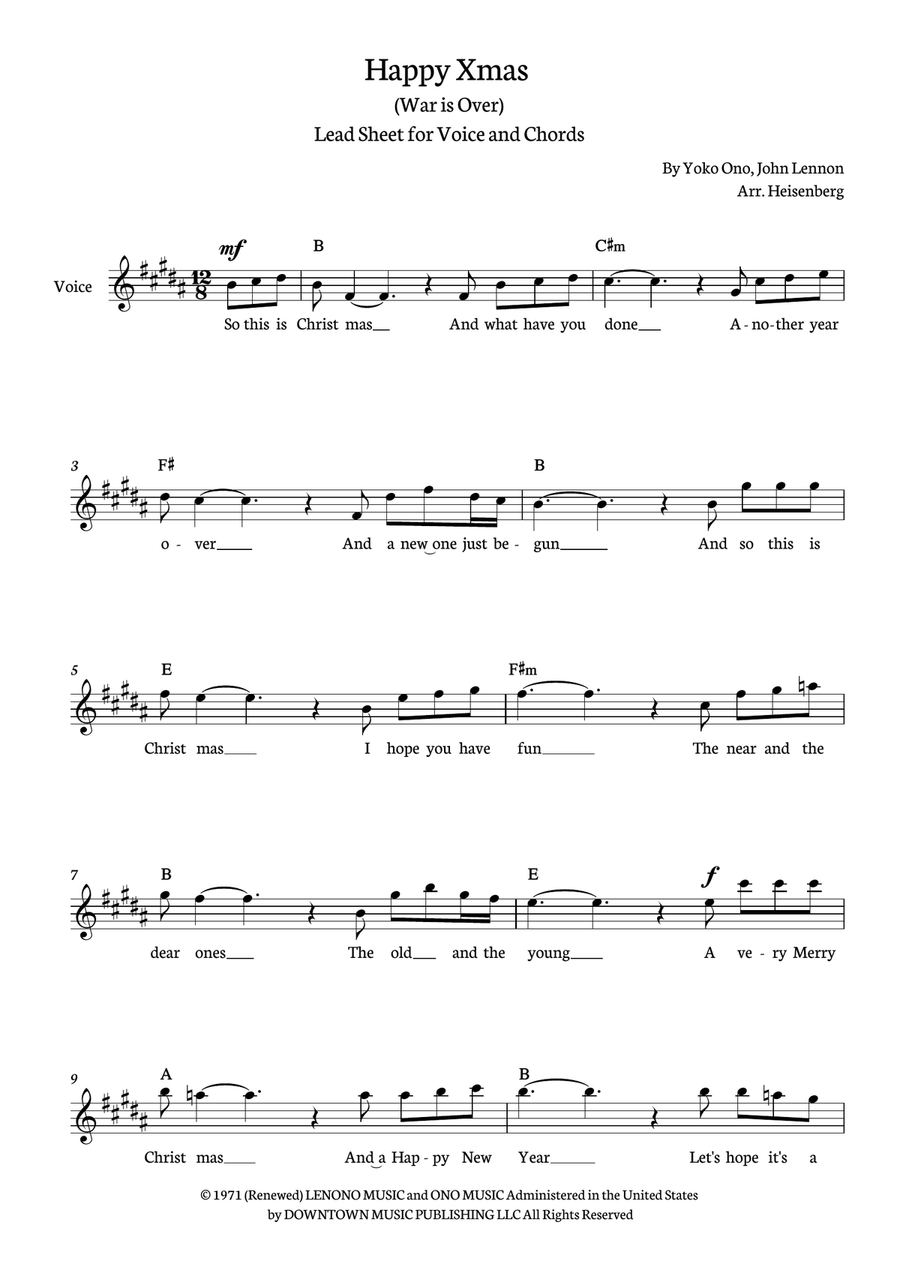 Happy Xmas (war Is Over) Acoustic Guitar scores gallery preview page 1