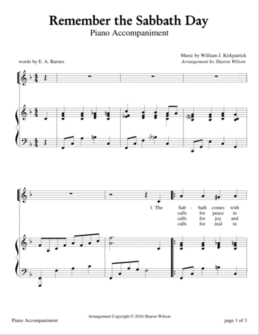 Remember the Sabbath Day (Sabbath Celebration) High Voice scores gallery preview page 2