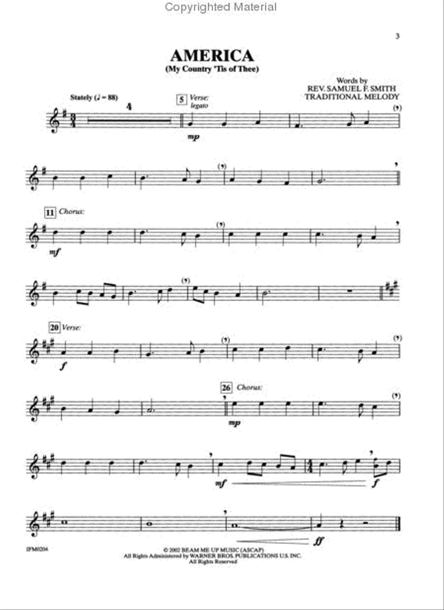 Patriotic Instrument Solos Book/CD - Trumpet Trumpet scores gallery preview page 5