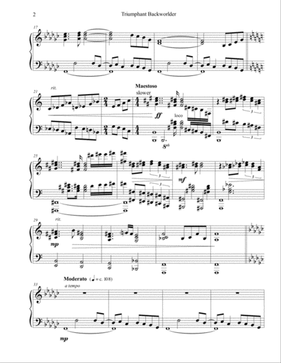 Triumphant Backworlder Piano Solo scores gallery preview page 2