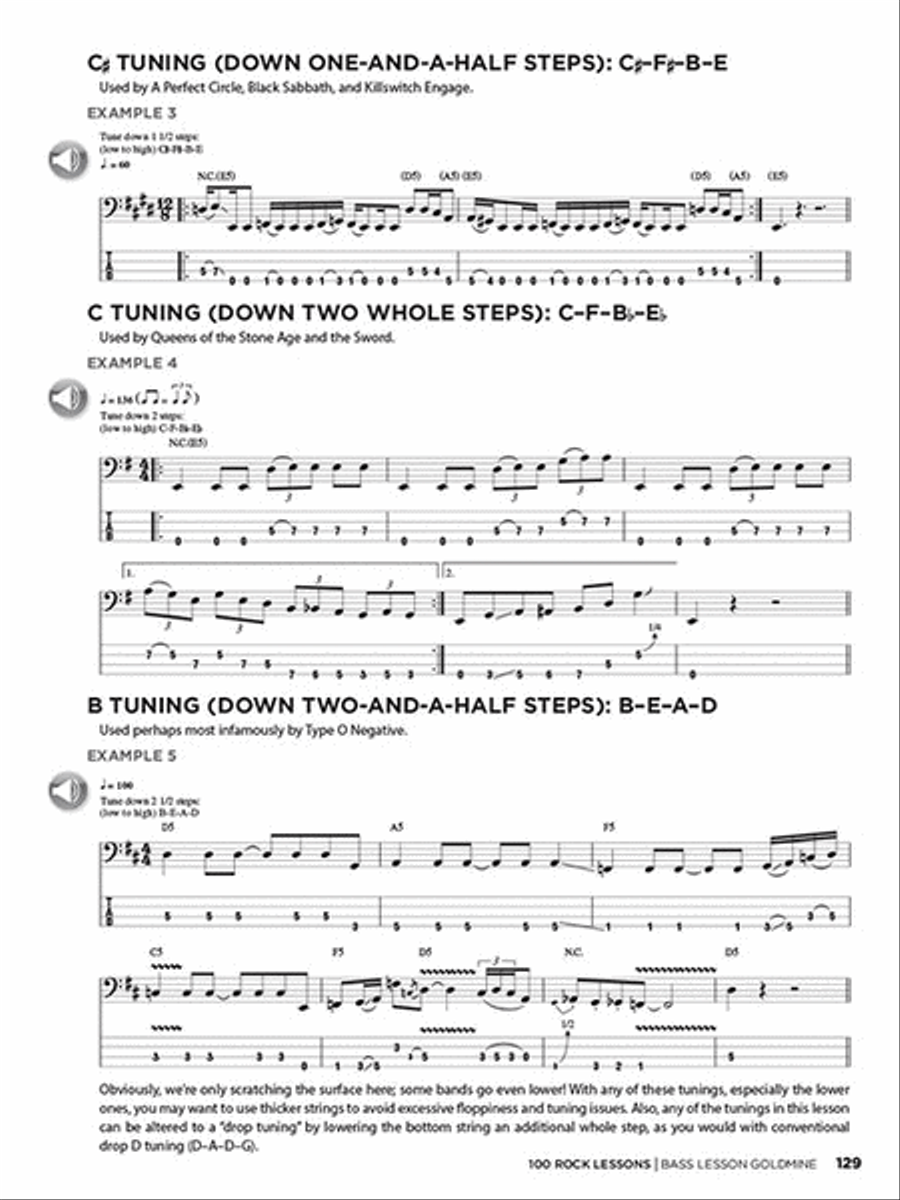 100 Rock Lessons 100 Rock Lessons Bass Guitar Tablature scores gallery preview page 6
