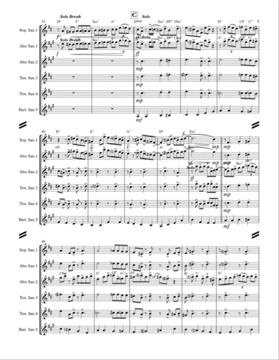 Don't Get Around Much Anymore Saxophone Quintet scores gallery preview page 4