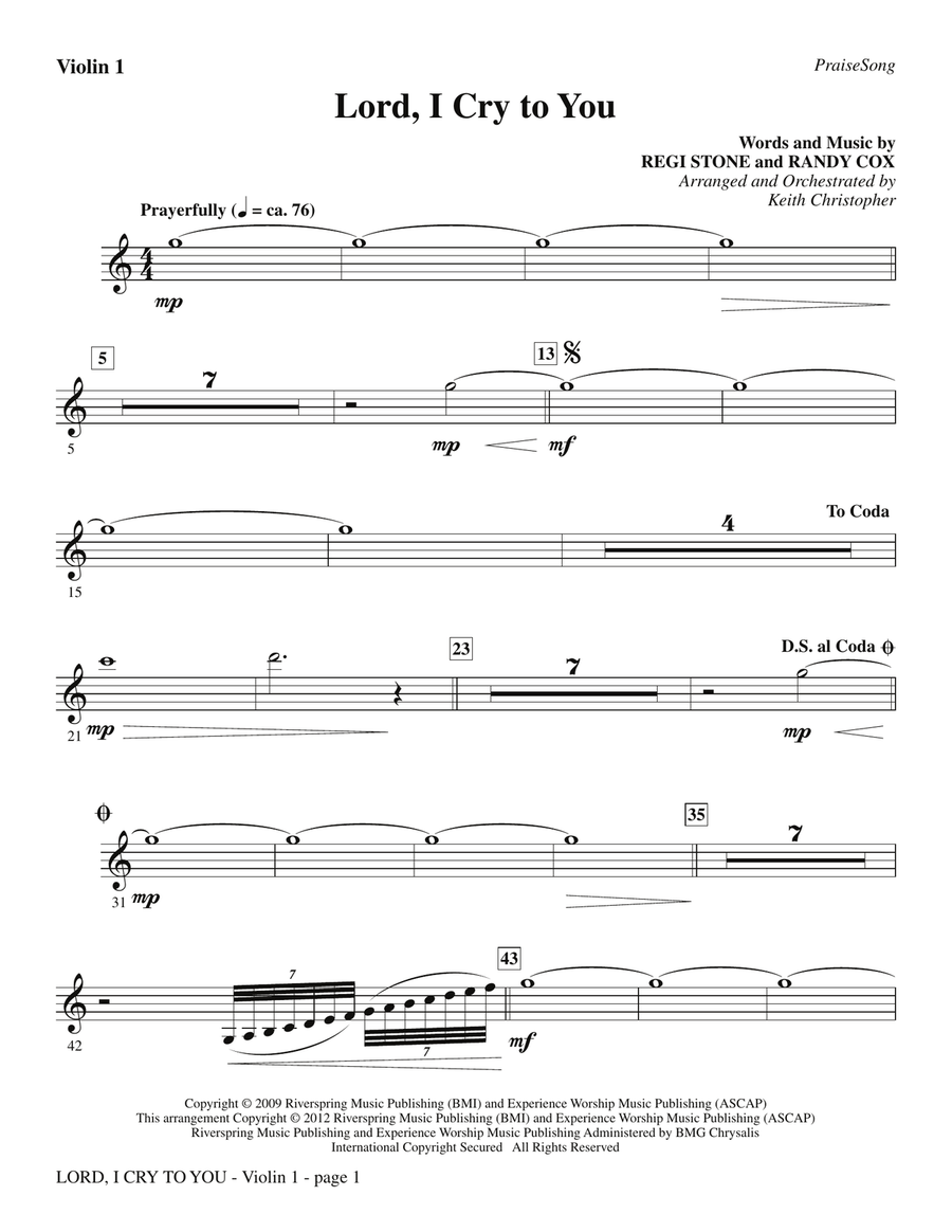 Lord, I Cry To You - Violin 1