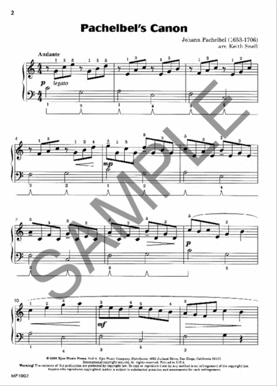 Pachelbel's Canon Piano Method scores gallery preview page 2