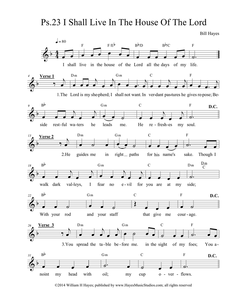 Psalm 23: I SHALL LIVE IN THE HOUSE OF THE LORD Small Ensemble scores gallery preview page 1