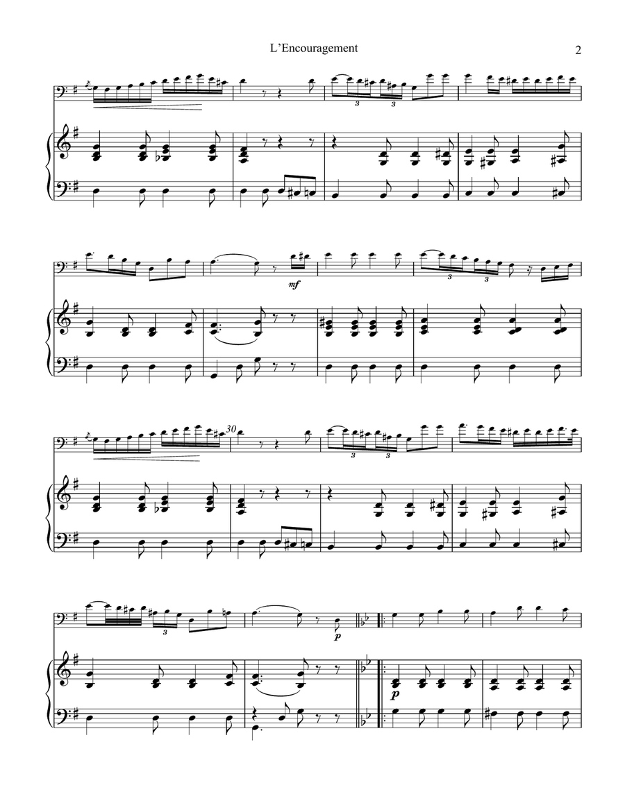 L'Encouragement Op. 34 for cello and piano Piano scores gallery preview page 3