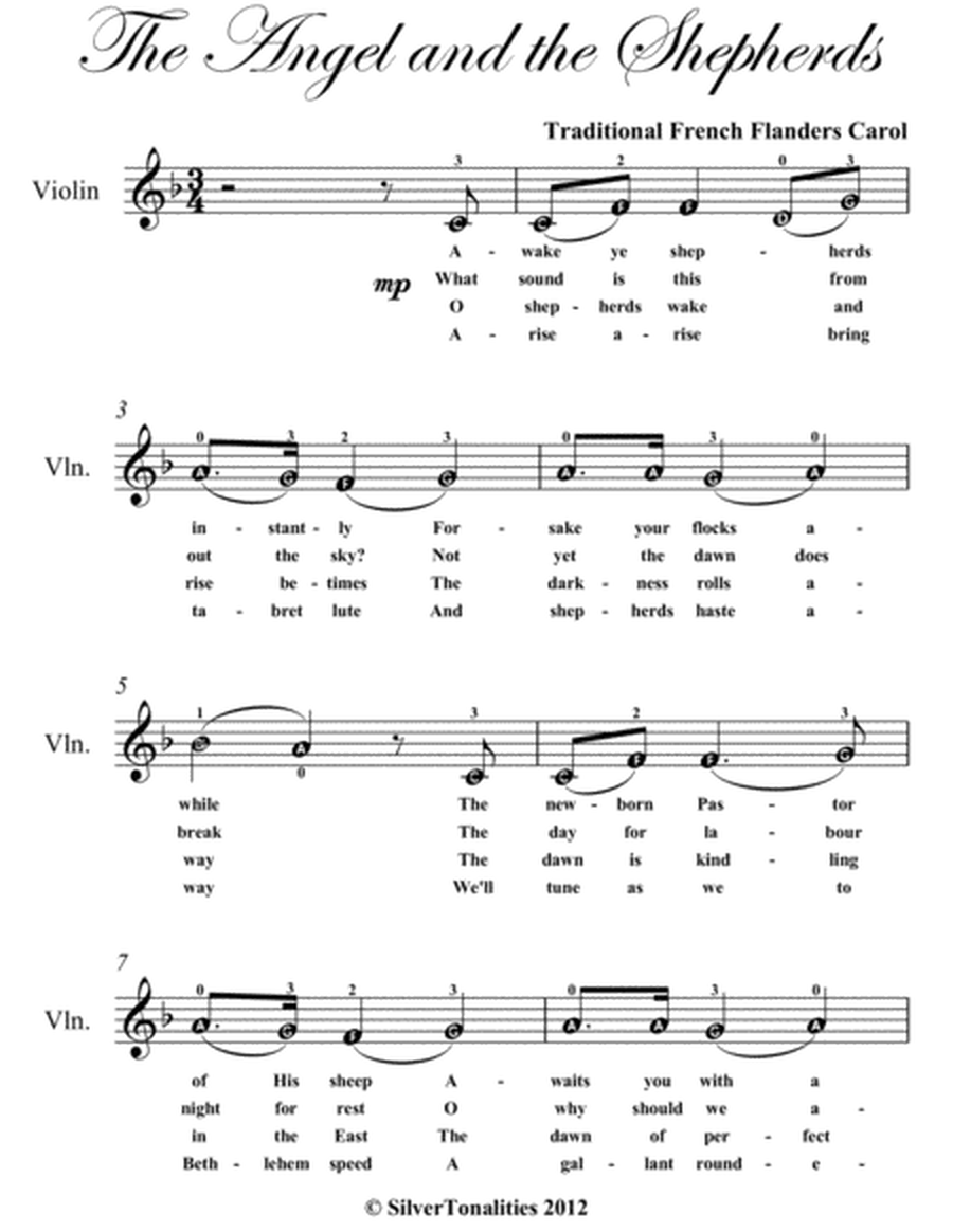 Angel and the Shepherds Easy Violin Sheet Music