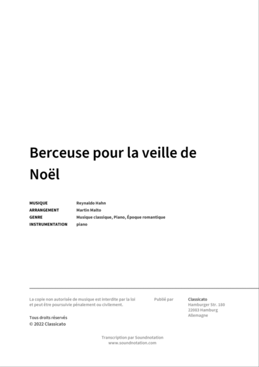 Berceuse pour la veille de Noel Piano scores gallery preview page 2