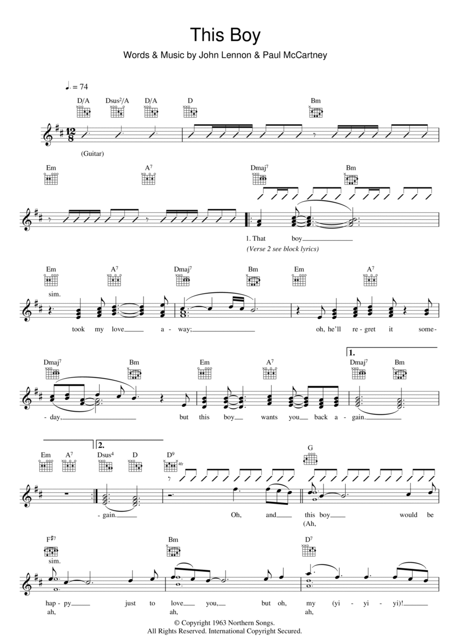 This Boy (Ringo's Theme) Piano scores gallery preview page 1