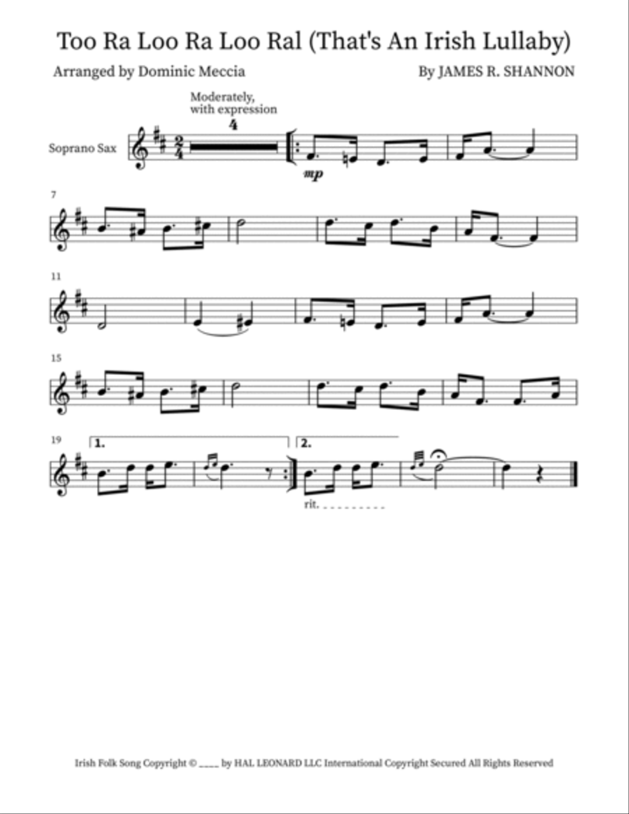 Too Ra Loo Ra Loo Ral (That's An Irish Lullaby) Small Ensemble scores gallery preview page 4