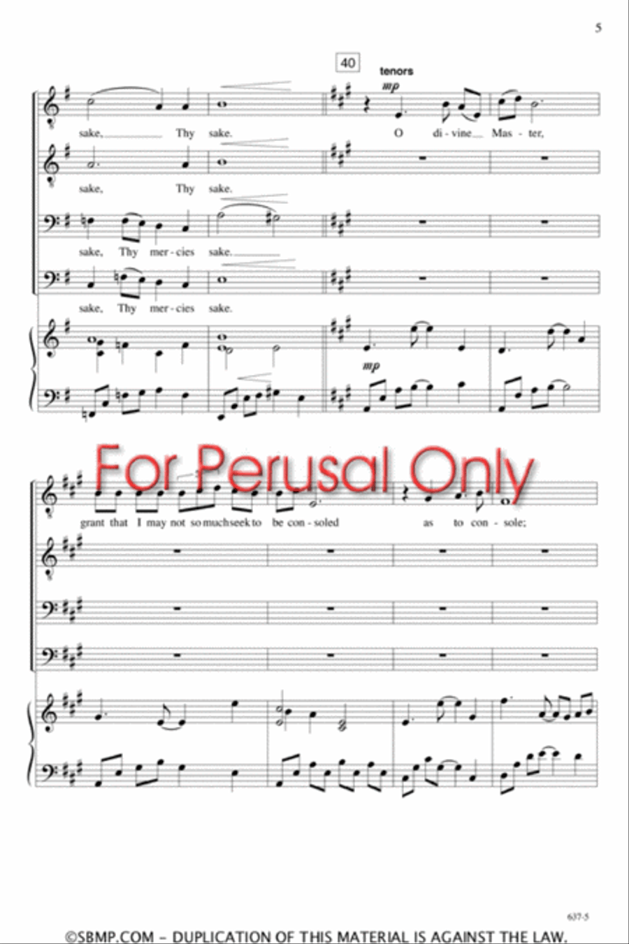 Prayer of St. Francis of Assisi - TTBB Octavo TTBB scores gallery preview page 5
