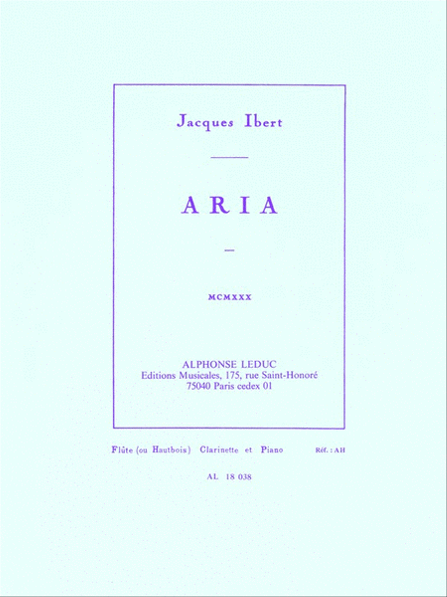 Aria for Flute (or Oboe), Clarinet and Piano Clarinet scores gallery preview page 1