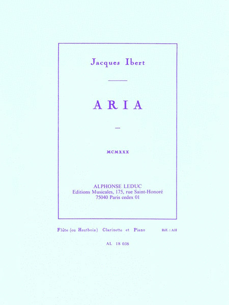 Aria for Flute (or Oboe), Clarinet and Piano