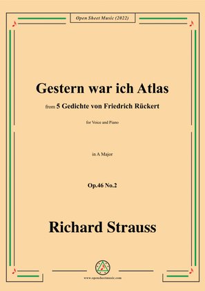 Richard Strauss-Gestern war ich Atlas,in A Major,Op.46 No.2,for Voice and Piano