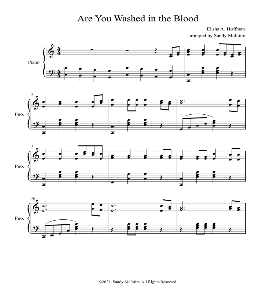 Are You Washed in the Blood? Piano Solo scores gallery preview page 2