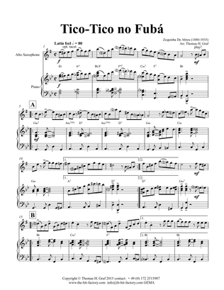 Tico-Tico no Fubá - Choro - Key: G-minor - Piano and Alto Saxophone