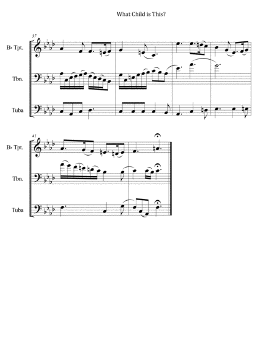 What Child is This? for Brass Trio (Trumpet, Trombone, Tuba) Brass Trio scores gallery preview page 4
