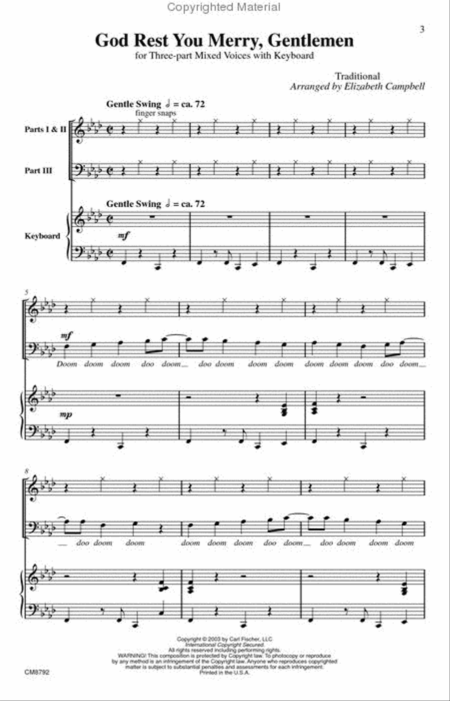 God Rest You Merry, Gentlemen 3-Part scores gallery preview page 2
