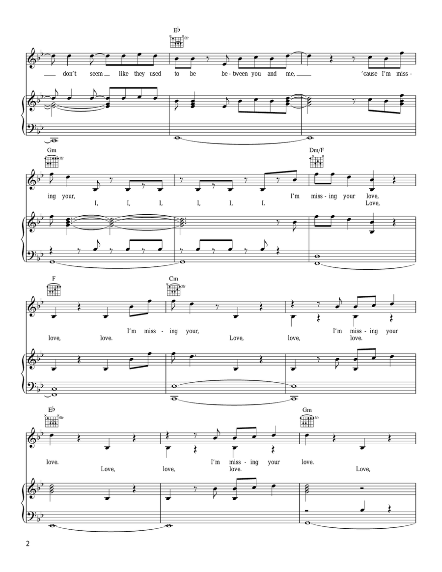 Missing You Piano, Vocal, Guitar scores gallery preview page 2