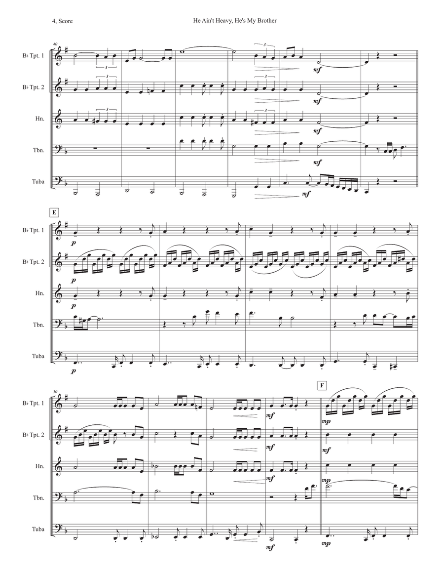 He Ain't Heavy, He's My Brother School and Community scores gallery preview page 4