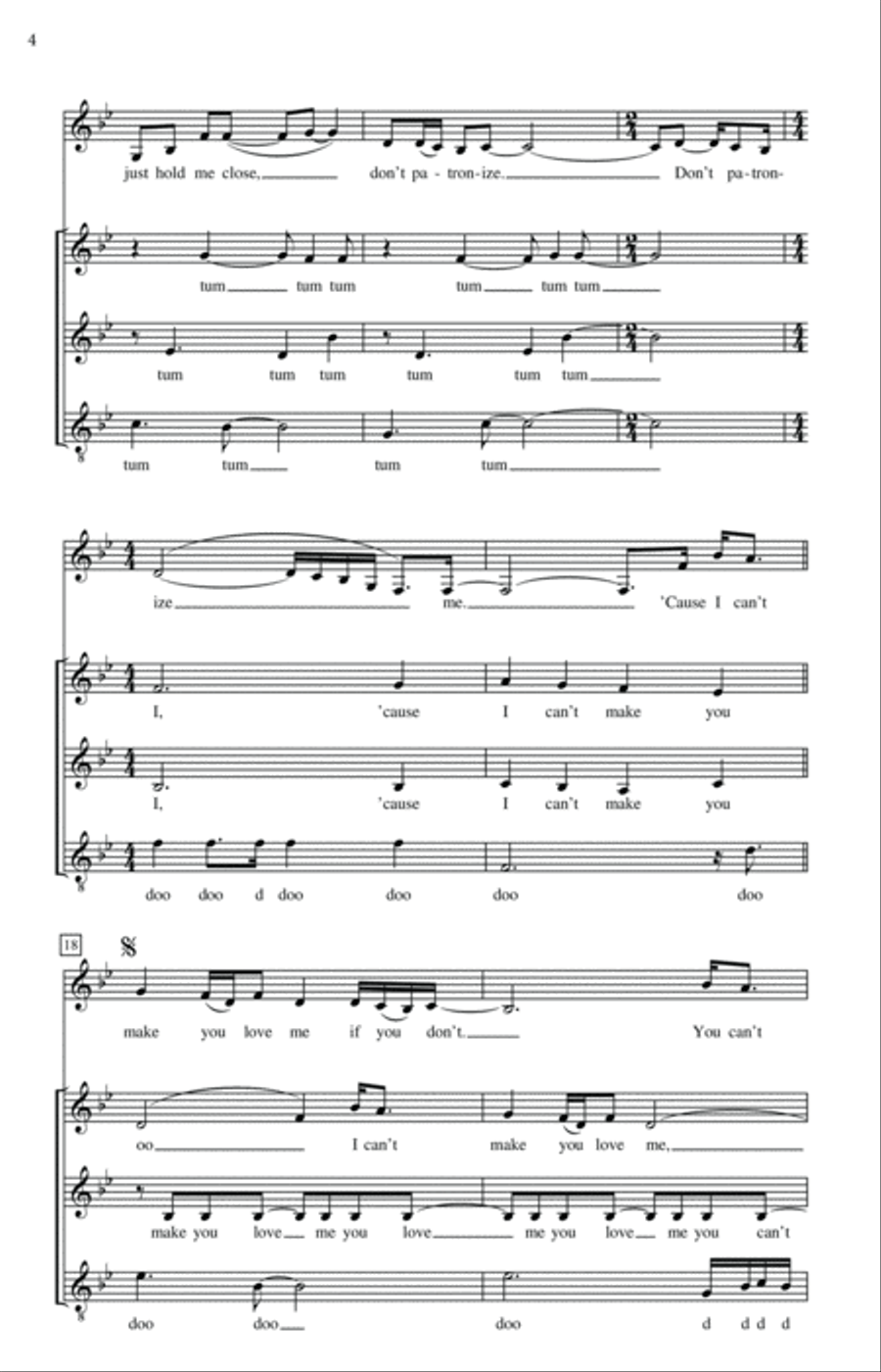 I Can't Make You Love Me (arr. Deke Sharon) SSA scores gallery preview page 3