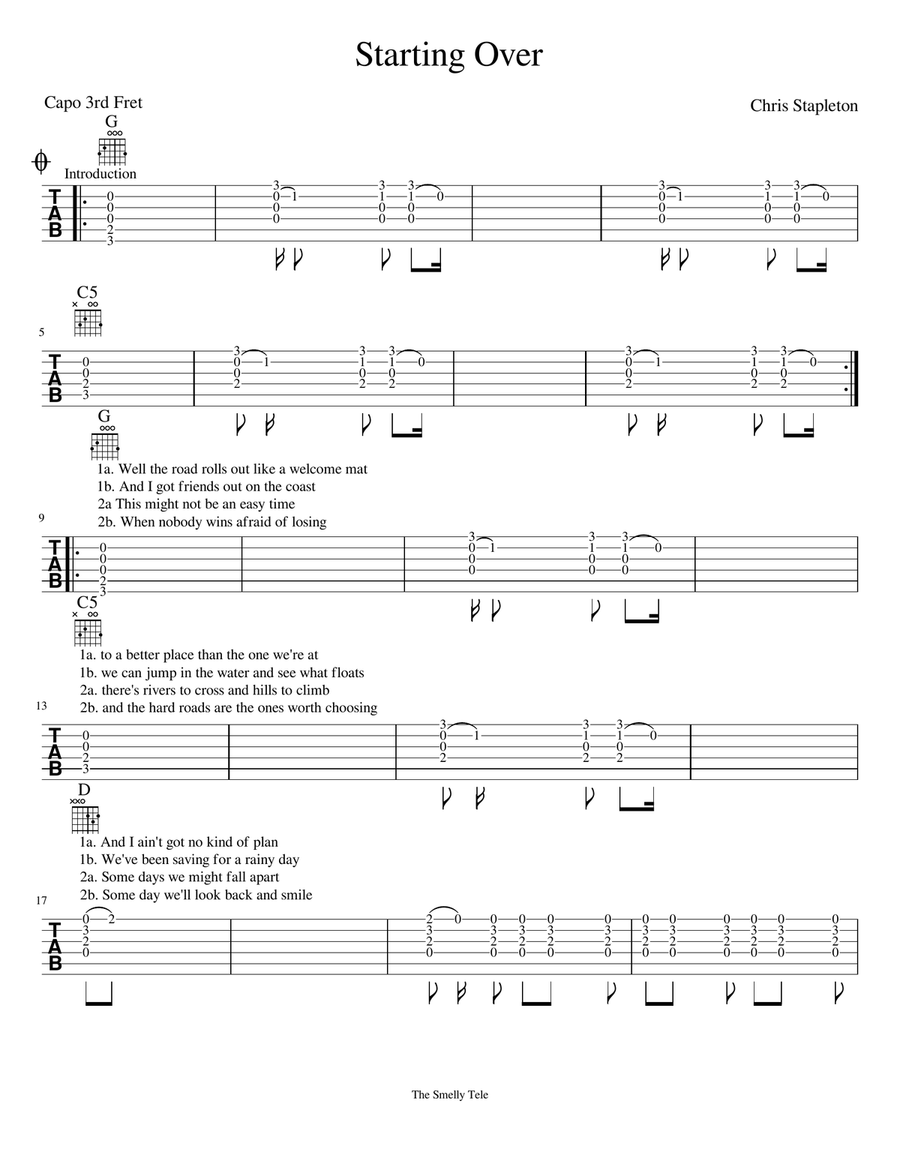 Starting Over Starting Over Guitar Tablature scores gallery preview page 1