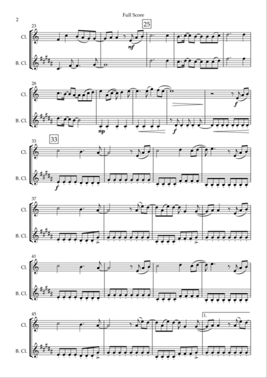 Ikimono Gakari's Blue Bird Clarinet Duet scores gallery preview page 2