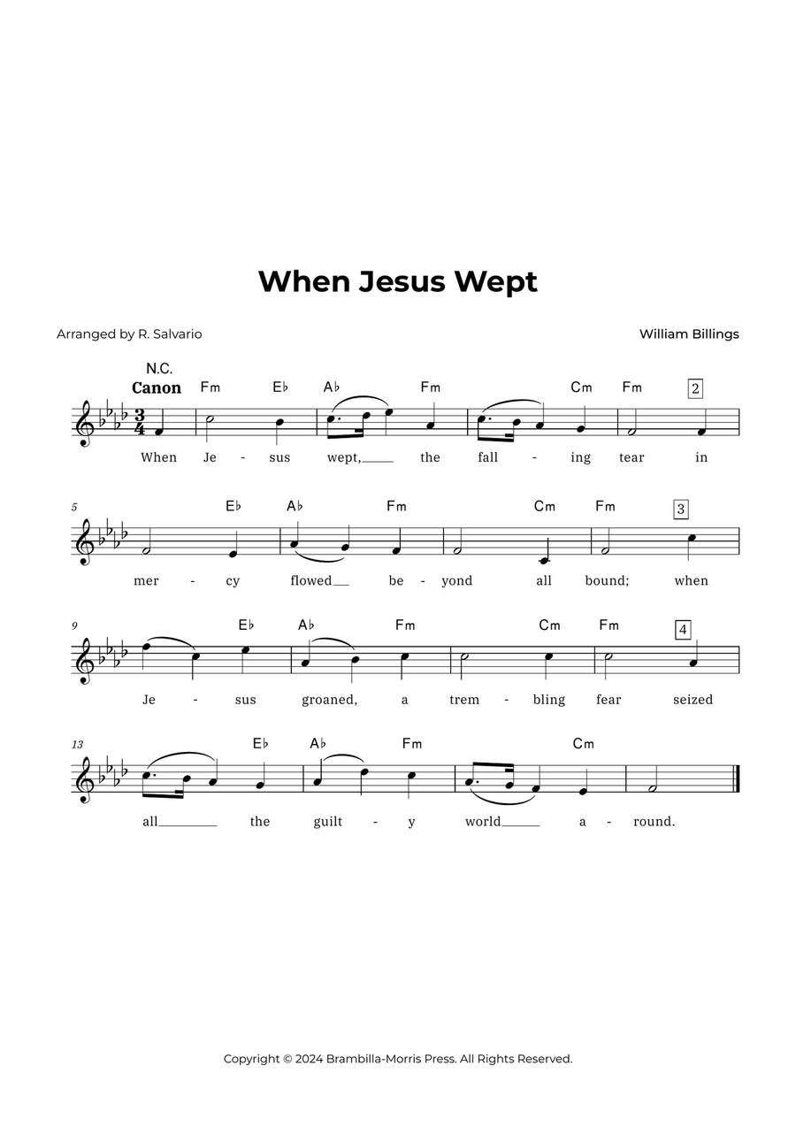 When Jesus Wept (Key of F Minor) Piano scores gallery preview page 1
