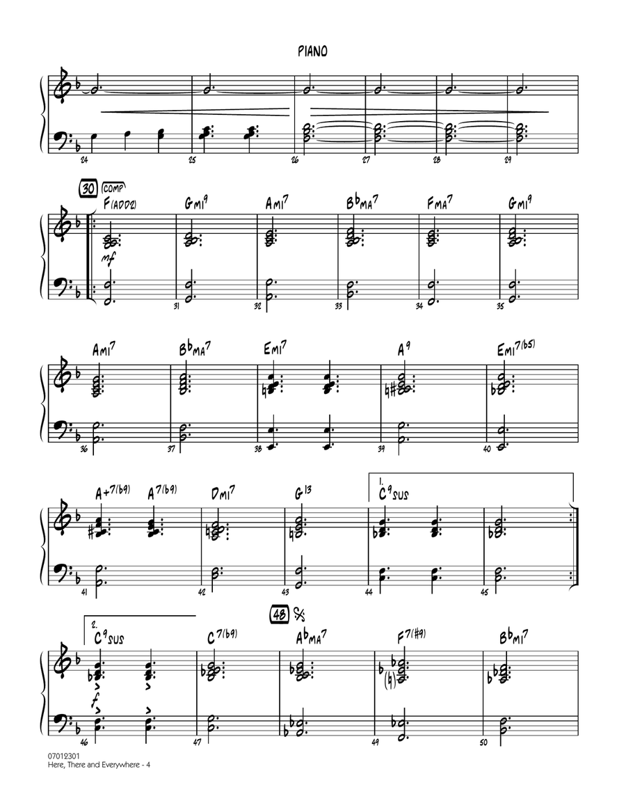 Here, There and Everywhere - Piano Jazz Ensemble scores gallery preview page 3