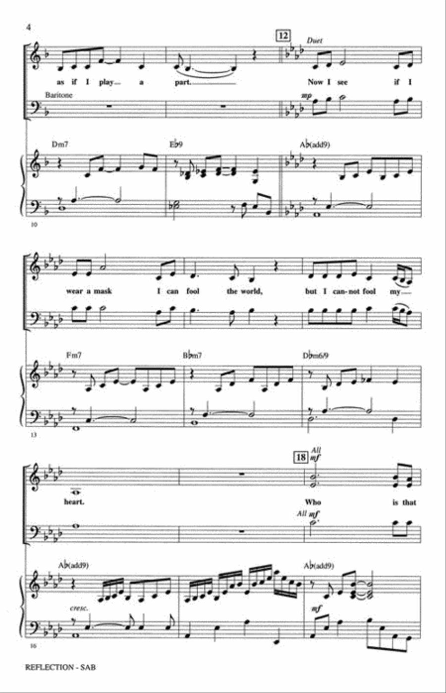 Reflection (Pop Version) 3-Part scores gallery preview page 4