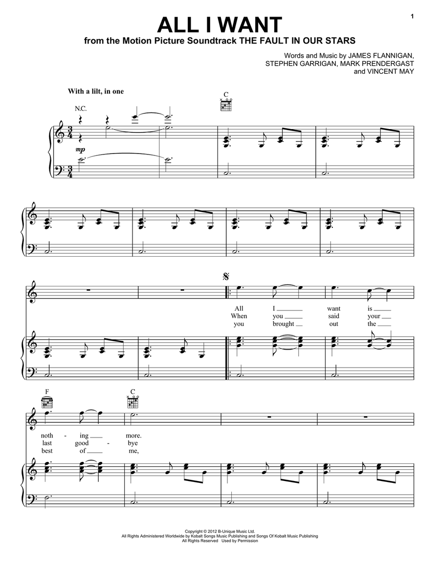 All I Want Acoustic Guitar scores gallery preview page 1