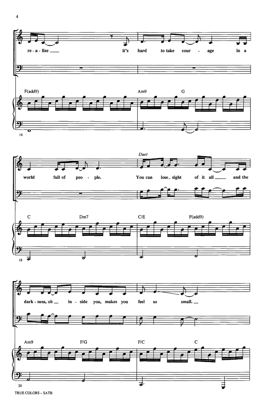 True Colors (arr. Mac Huff) 4-Part scores gallery preview page 3