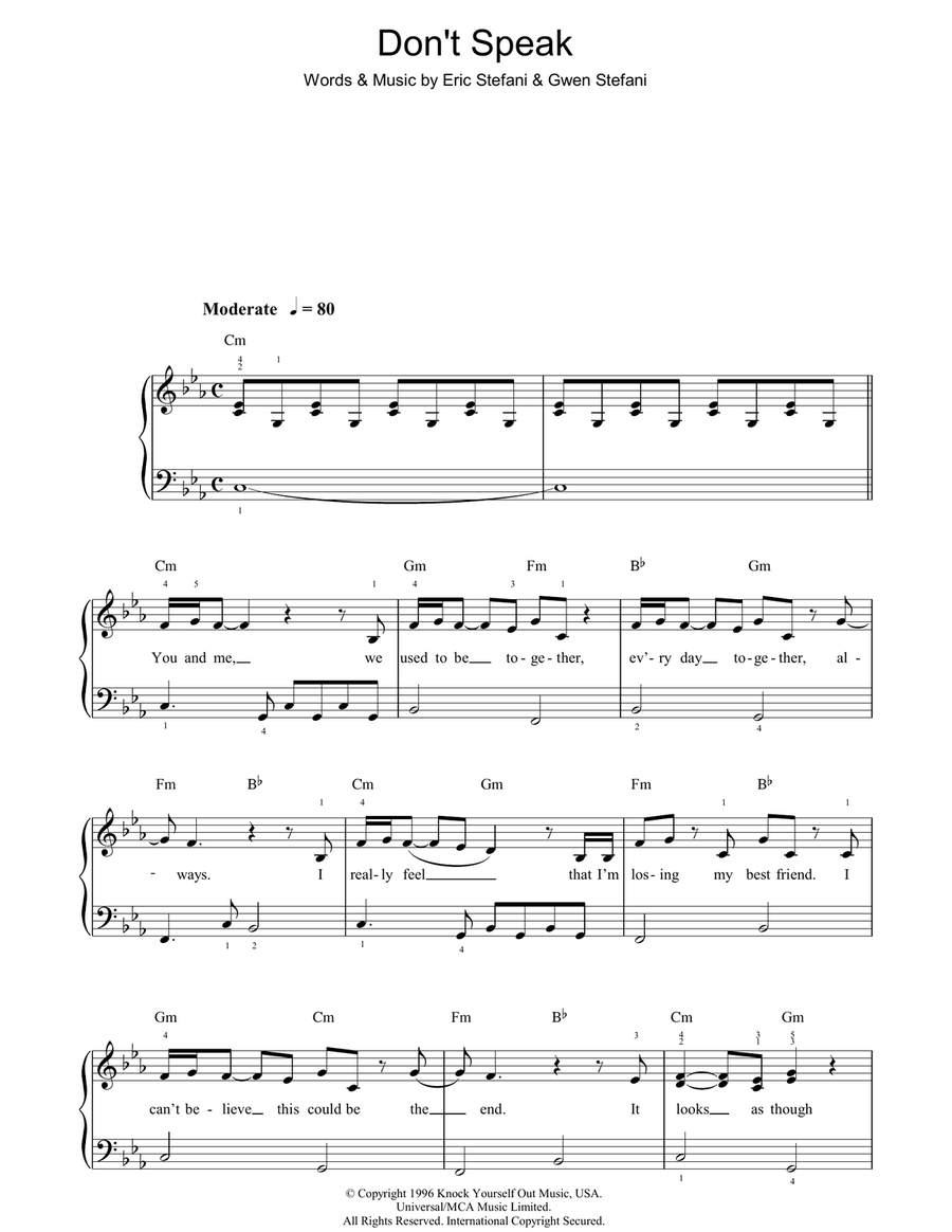 Don't Speak Easy Piano scores gallery preview page 1