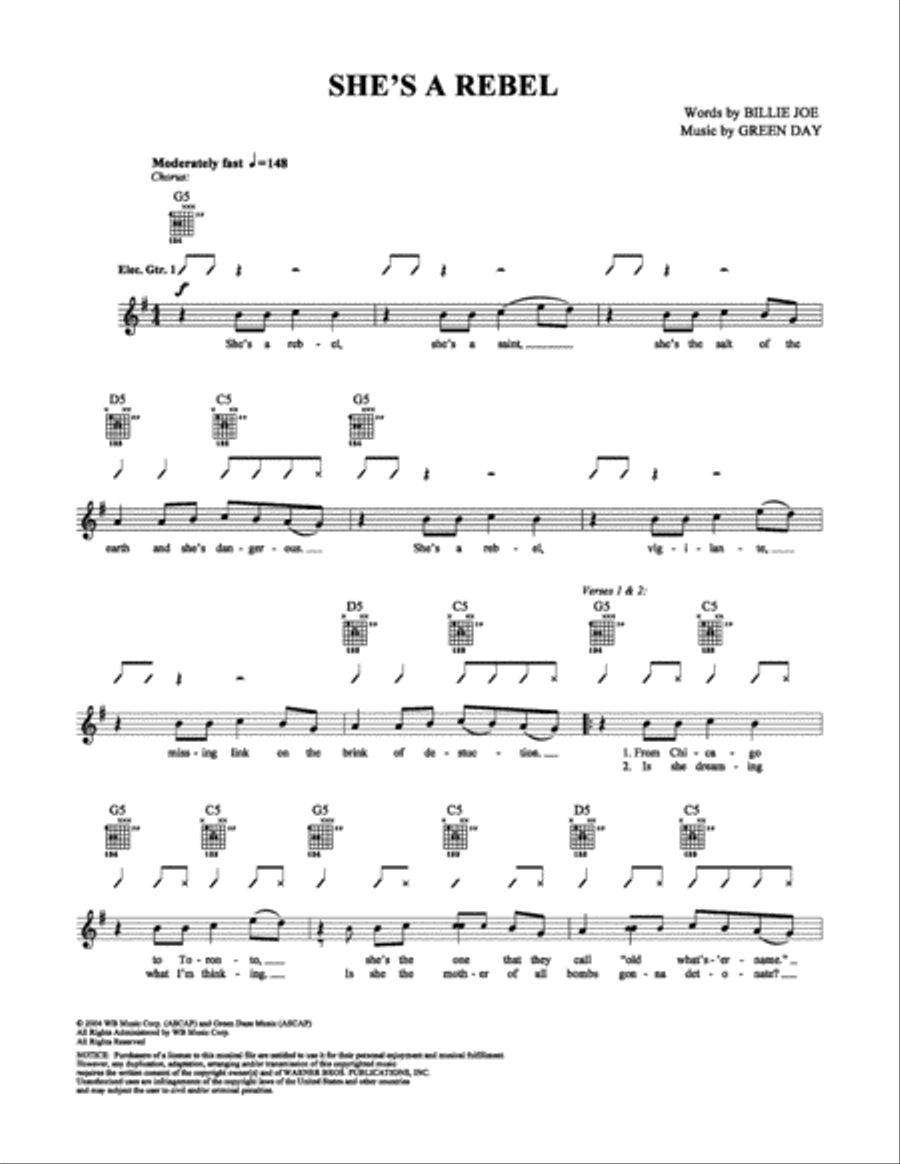 She's A Rebel Electric Guitar scores gallery preview page 1