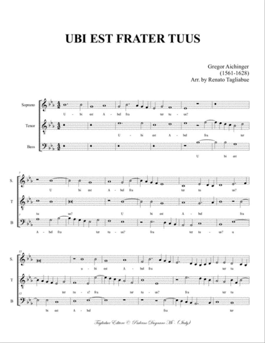 UBI EST FRATER TUUS - AICHINGER - Arr. for STB Choir STB scores gallery preview page 2