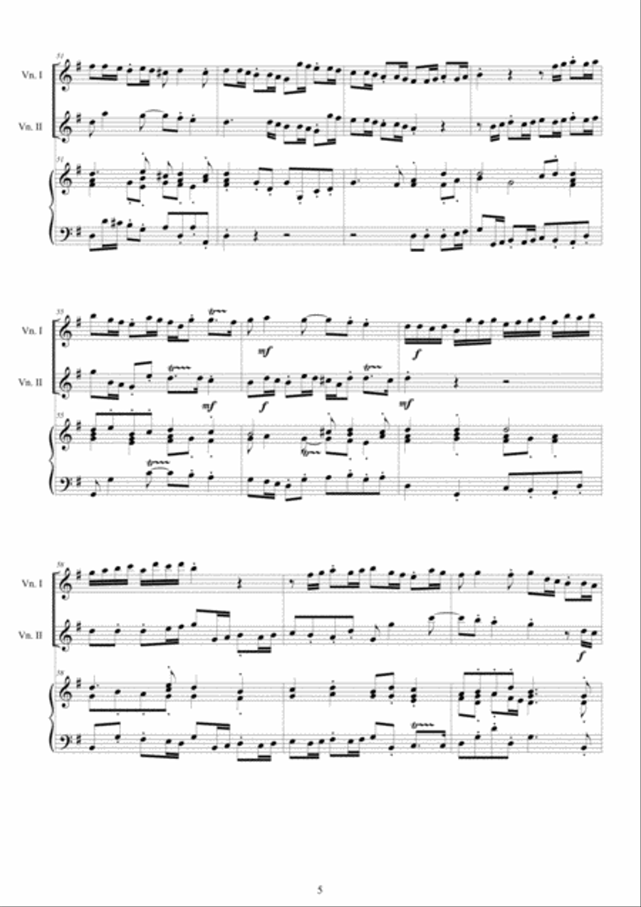 Albinoni - Trio Sonata No.7 in G major Op.1 for Two Violins and Cembalo or Piano Violin scores gallery preview page 5