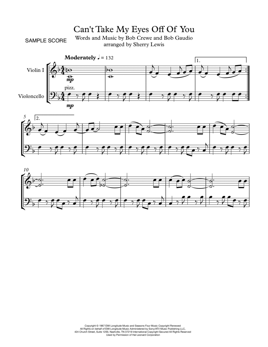 Can't Take My Eyes Off Of You String Duet scores gallery preview page 1