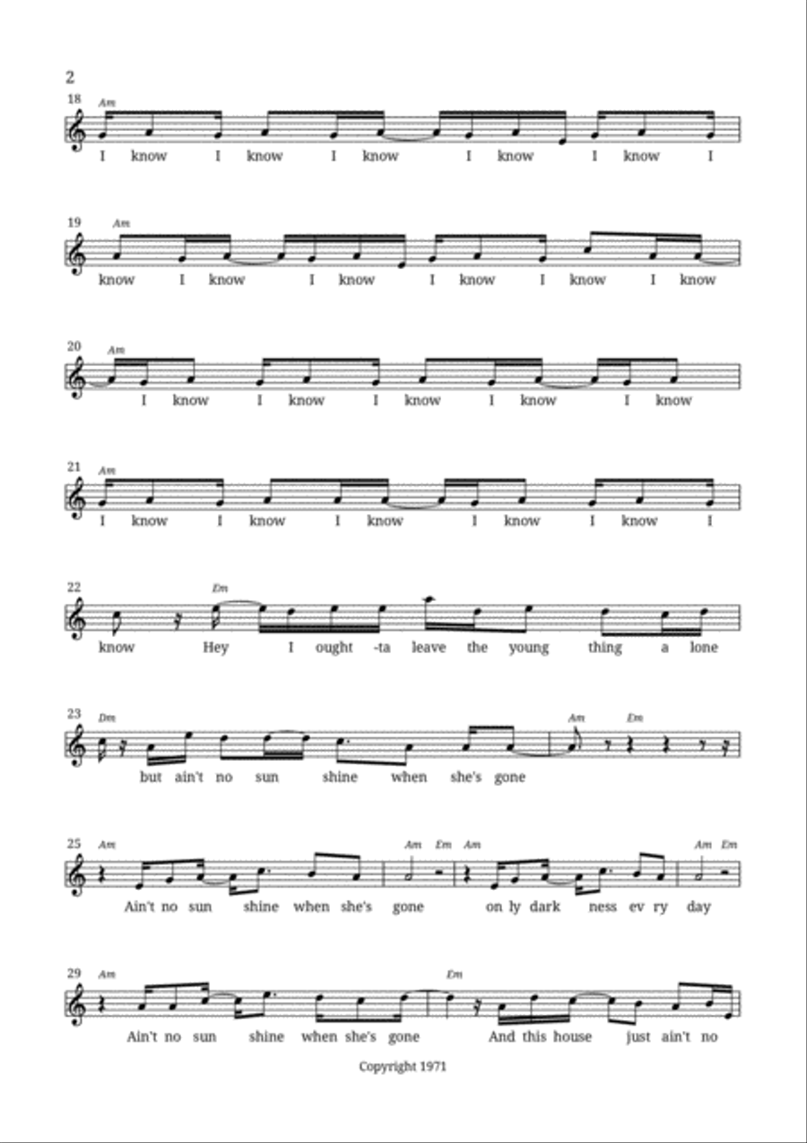 Ain't No Sunshine Ain't No Sunshine Violin Solo scores gallery preview page 2