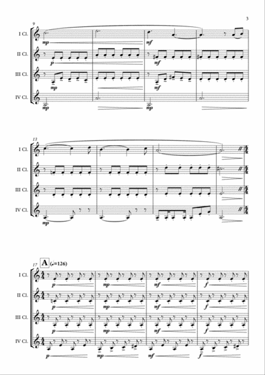 Themes From Sherlock (main Theme/watson's Theme) Clarinet Quartet scores gallery preview page 4