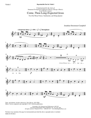 Come, Thou Long-Expected Jesus (Downloadable Instrumental Parts)